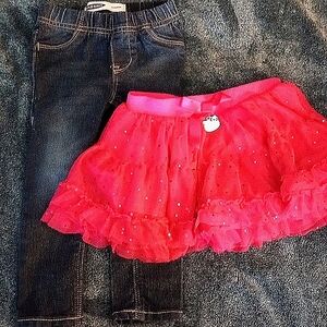 EUC 2 Piece Little Girls Bottoms Lot Size 3T Jeans & Skirt